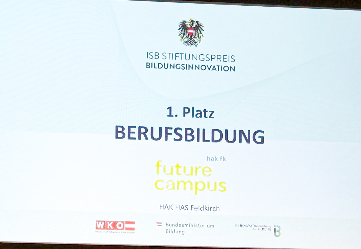 HAK Feldkirch gewinnt ISB-Bildungspreis in der Kategorie Berufsbildung